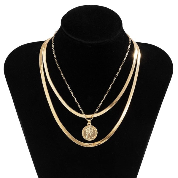 Punk Multilayer Halskæde Stjerne Slange Knogle Link Multilayer Choker Halskæde Lag Papirclips Halskæde Kæde Smykker gold C