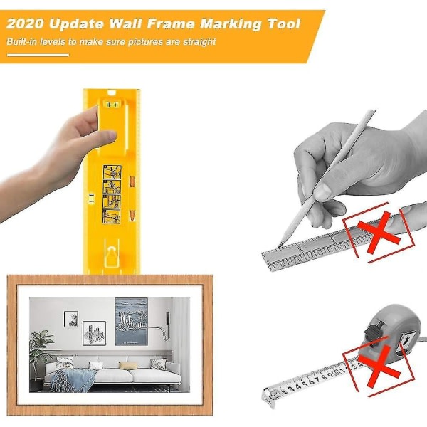 Kuvan ripustustyökalu Level Easy Frame -kuvaripustimella seinäkiinnityssarja (keltainen ripustustyökalu)