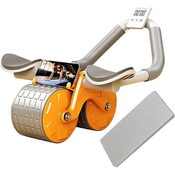 Abs Roller Wheel, Automatisk Rebound Abdominal Exercise Wheel med Timer och Knämatta, Ab Wheel Core Trainer Exercise Gym