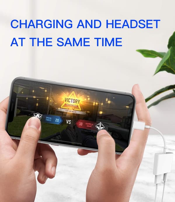 Lightning til 3,5 mm splitter 2i1 (2 stk.) Oplader Audio Cord-stik iPhone AUX-adapter til hovedtelefonstik Dongle-kabel
