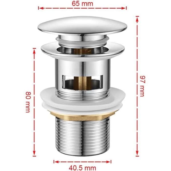 Standard-G 1 ¼ Diskbänksplugg med Överlopp, Universal Pop-Up Avlopp, Automatisk Pop-Up Avlopp