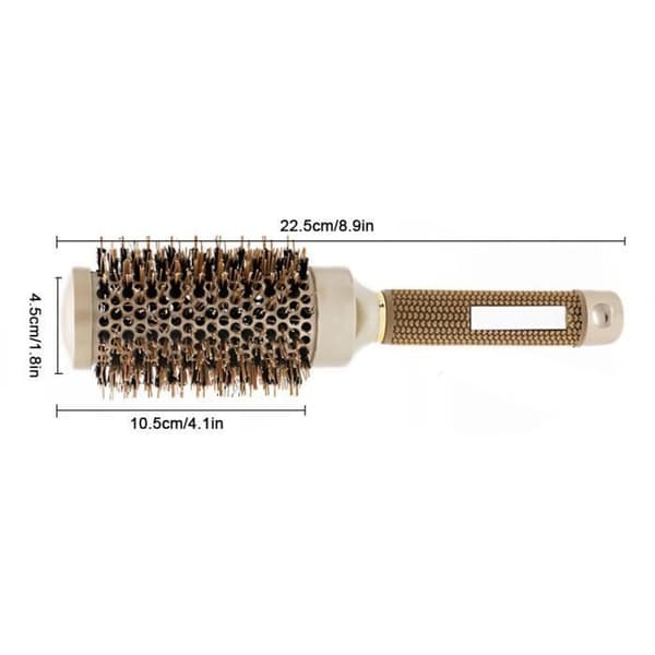 Rund hårbørste med børste, villsvinbustbørste, termisk krøllebørste, antistatisk keramikk