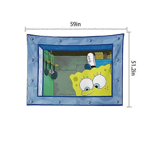 Tegneserie-vægtæppe Sjove vægtæpper Baggrund til sovesal Stue Vægdækning SpongeBob SquarePants 150x130cm