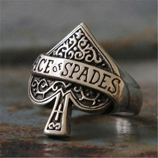 Europeisk og Amerikansk Vintage Mote Kreativ Spade Solitaire Bokstav Punk Hip Hop Rock Menn&#39;s rustfritt stål Ringer Smykker Gave 10
