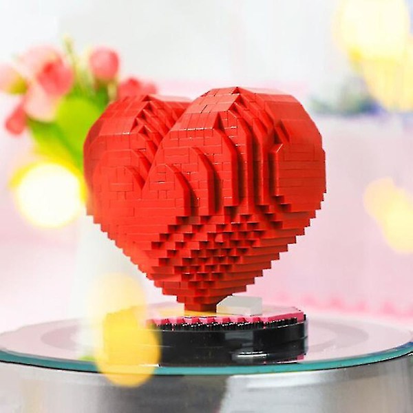 Kærlighed Rød Rose Hjerte Byggeklodser Mikro Partikler Byggeklodser Legetøj Romantisk Gave Til Elsker G Heart shaped