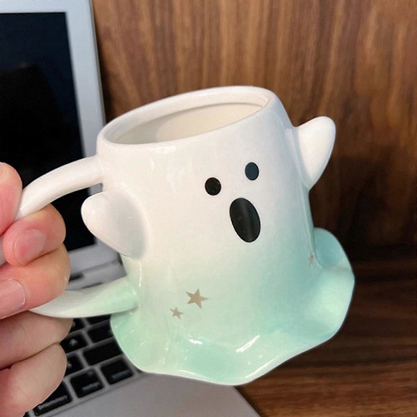 Keramisk Kaffekrus Par Kop Drikkekop Halloween Kaffekrus Sjovt Drikkeglas Fantastisk til Morgenmad og Aftensmad Brug Grøn Green