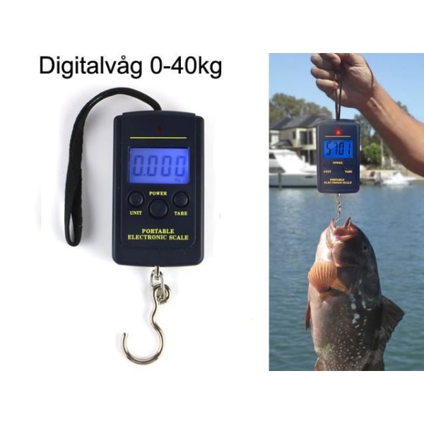 Digital våg fiskevåg 0 - 40kg även för bagage etc. Svart