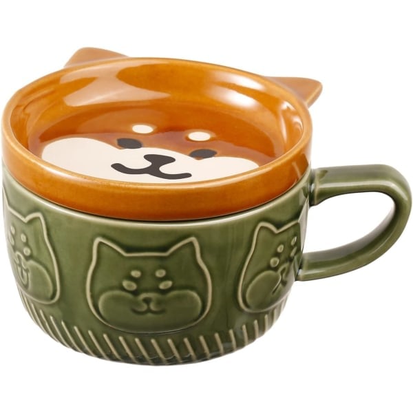Söt Mugg med Lock, Djur Kaffekopp Te Set, Födelsedagspresenter Alla Hjärtans Dag Mors Dag Påsk Julpresenter (Hund)