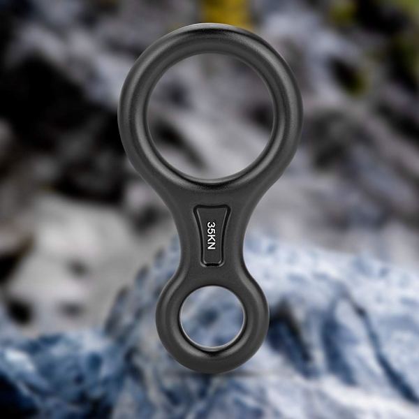 Klätterrep nedfarten, 35KN Figur 8 Ord Rep nedfarten Rappel Ring Klippklättring Räddningsutrustning Black