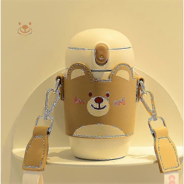 Eristetty vesikuppi lapsille, crossbody-vesipullo, kannettava kuppi ulkokäyttöön Coffee Color Bear 450ml