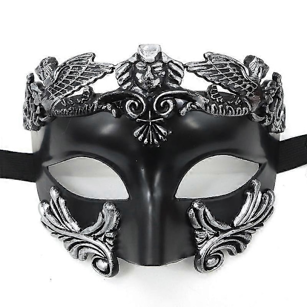 Antikk Gresk Spartansk Kriger Romersk Maskerade Maske Menn Venetiansk Maske Bryllupsball Maske Mardi Gras Maske Bryllupsball Maske Burlesk Ballfest black Silver
