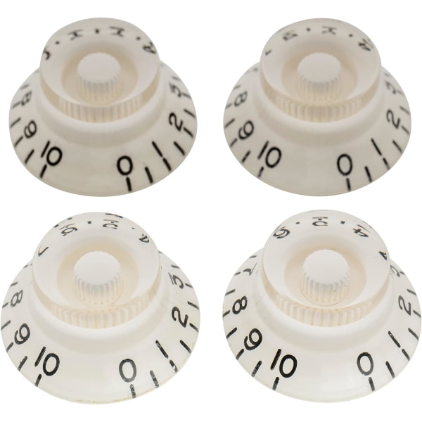 Pro Imperial Inch Size Bell Top Hat Knobs Kompatibel med USA Made Les Paul Style Elektrisk Gitar, Hvit (Sett med 4)