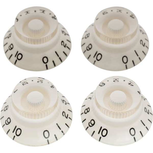 Pro Imperial tuuman kokoiset Bell Top Hat -nupit, jotka ovat yhteensopivat USA:n Les Paul Style -sähkökitaran kanssa, valkoinen (4 set )