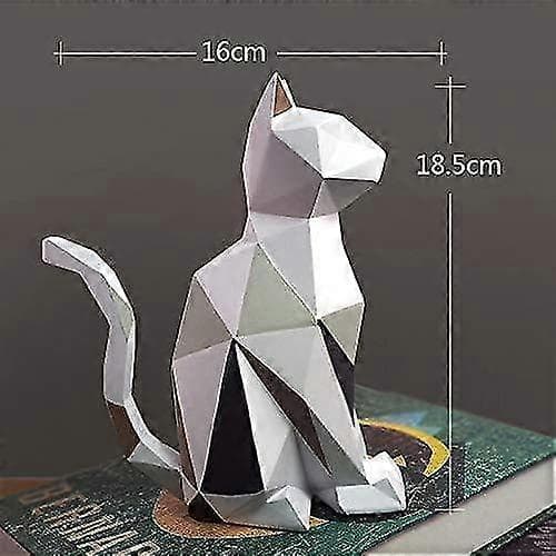 Katte Skulptur Statue Geometrisk Figurindretning Polyresin Kunstgaver 18,5 cm