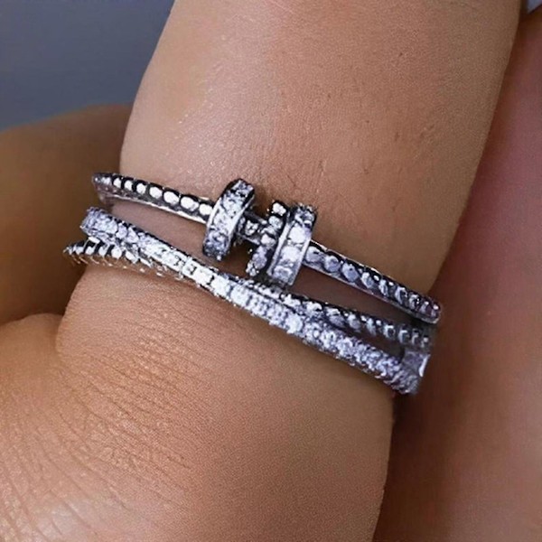 Fidget-ring för kvinnor och tonåringar - Justerbar spinnerpärla för stressreducering Rose Gold