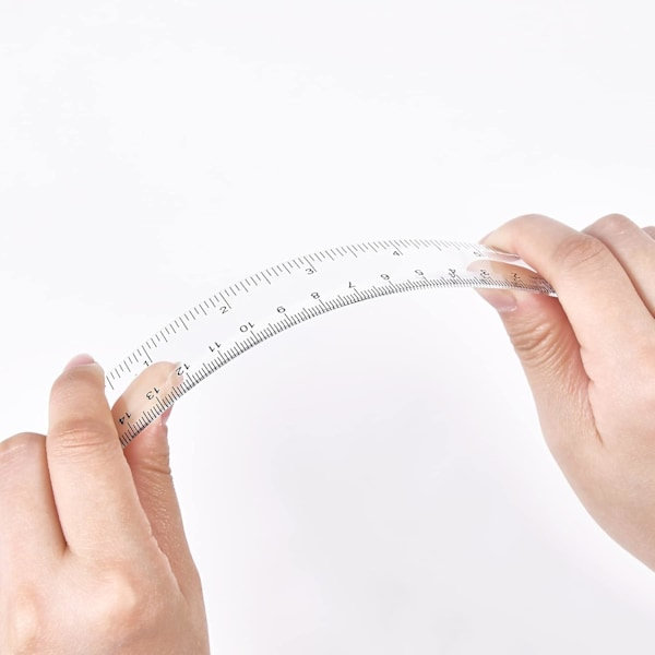 Klar Plastik Lineal 6 Tommer Ret Lineal Ubrækkelig Tomme og Centimeter Lineal til Skole Klasseværelse Hjem Kontor (2 stk)