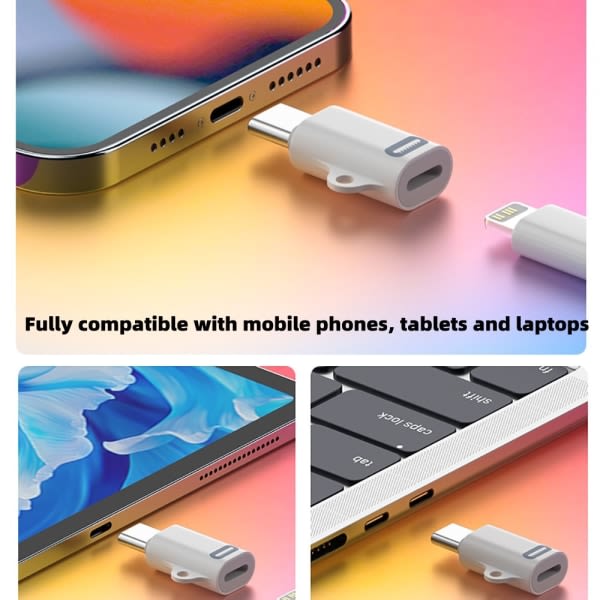 Lightning til USB-C Adapter for f.eks iPhone 15 Hvit