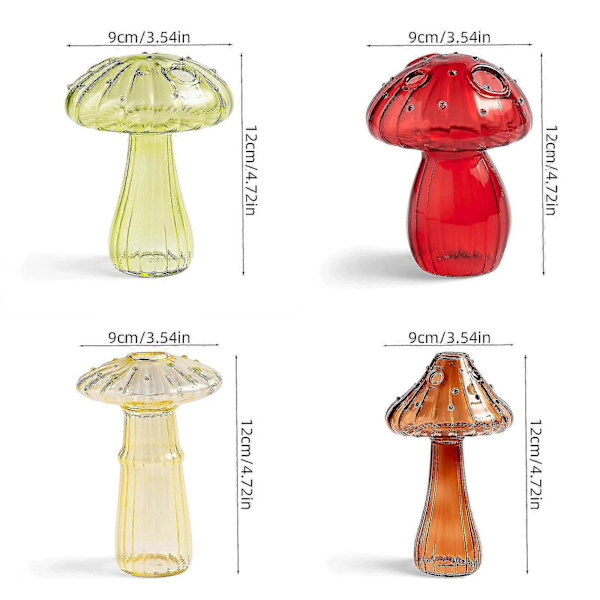 Snygg Glasvas i Svampform, Färgad Vas i Fint Glas, Svampblomvas, Svampdekoration beige