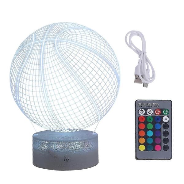 1 sæt basketballformet sengelampe LED bordlampe uden tørt batteri
