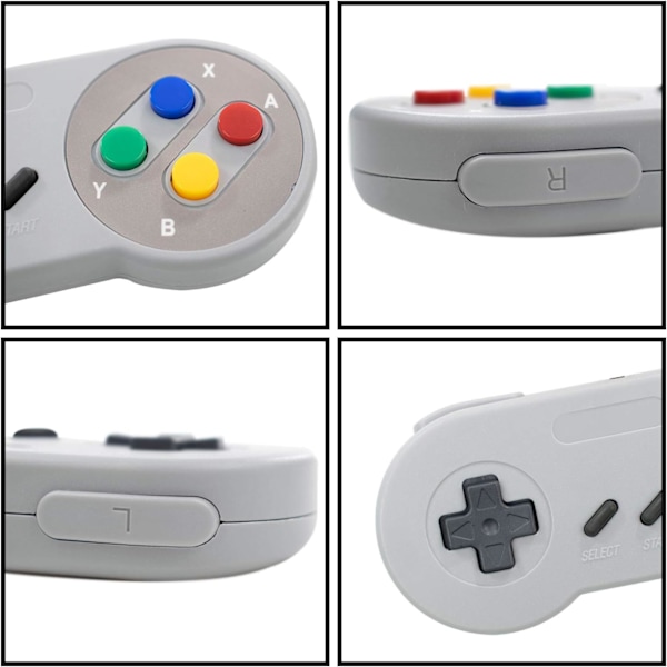 Pakke med 2 kablede USB-controllere - Kompatibel med SNES-emulatorer - Retro Gaming Joypads Gamepad - Velegnet til Gaming PC, Computer, Laptop