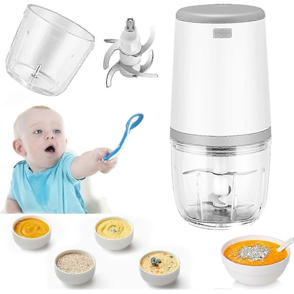 Mini Blendere Til Baby, Mini Foodprocessor, 300ml Baby Blender, Mini Elektrisk Hakker, Mini Foodprocessor Med USB Opladning