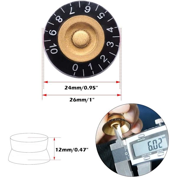 4 st Amber Top Hat Style 6mm gitarrkontrollknoppar för elektrisk gitarr bas volymkontrollknopp, radiodelar ersättning KNOB-S32
