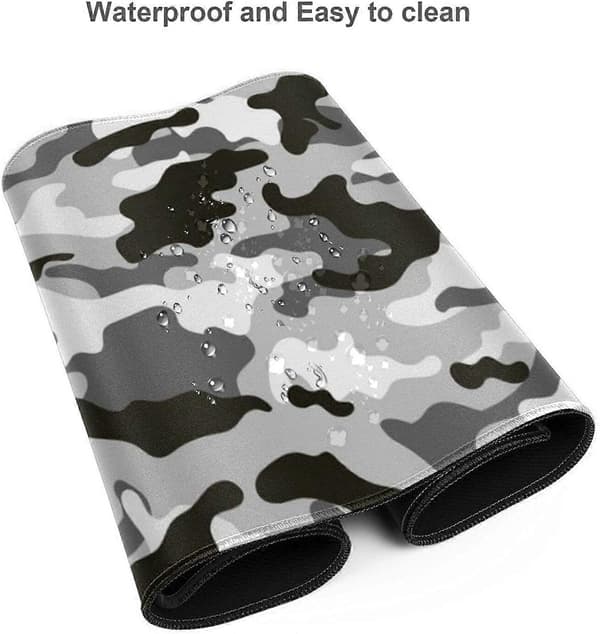 Svart Grå og Hvit Gaming Musematte Stor Camo Grå Lang Utvidet Pads Skrivebordsmatte Kamuflasje Stor Musematte for Hjemmet