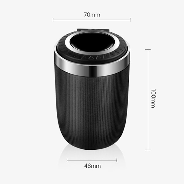 Bilaskkopp med LED-ljus Multifunktionell Universal Bil Skräpförvaring Koppbehållare Askkopp Autom Black