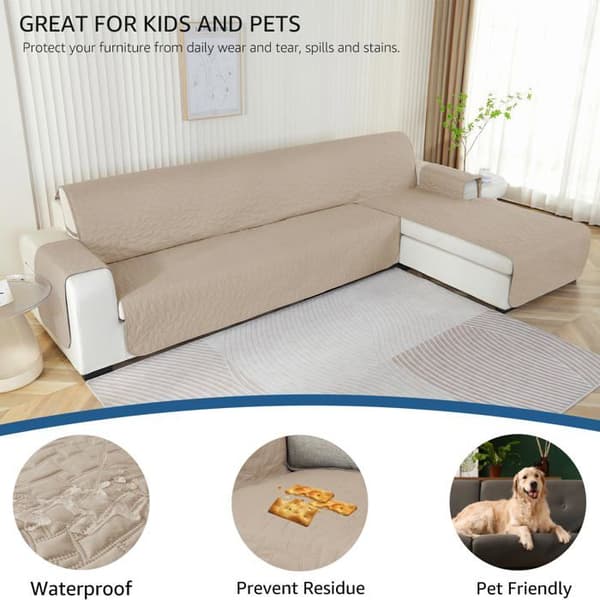 Ystyle 4-sits hörnsofföverdrag, halkfritt hörnsofföverdrag, vattentätt (285cm, beige)