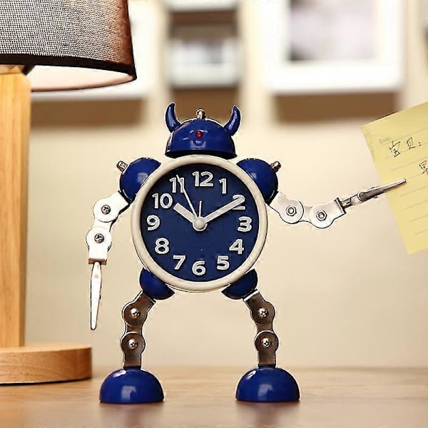 Väckarklocka för barn pojkar, robotväckarklocka analog väckarklocka för barn tyst väckarklocka för pojkar flickor pojkar (blå)