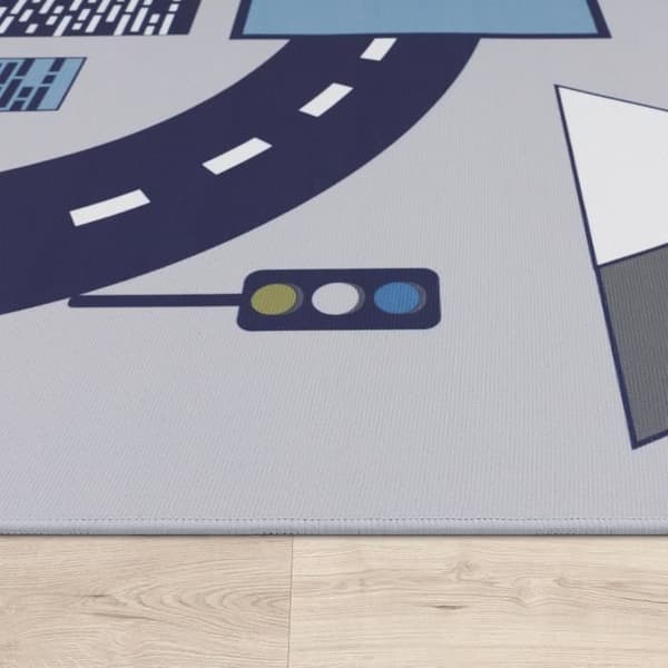 Barnmatta, Lekmatta för barnrum, Landskap och hästar - Grå - 100 x 200 cm 100 x 200 cm