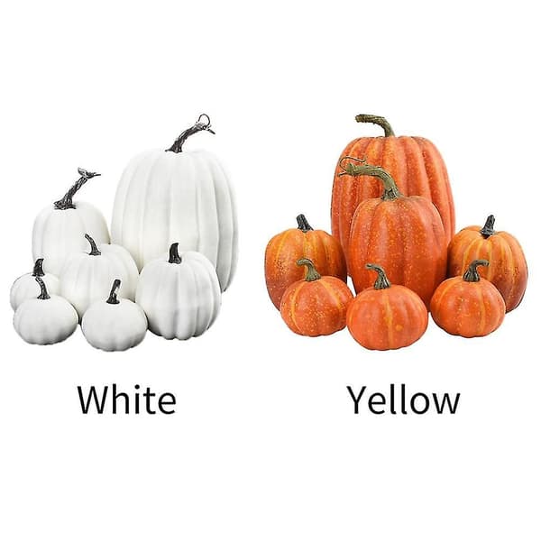 Kunstig græskar dekorationssæt - 7 stk. Halloween og Thanksgiving bordpynt til hjemmet