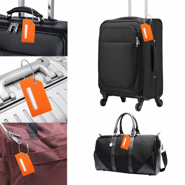Silikon bagasjelapp med navneskilt, oransje