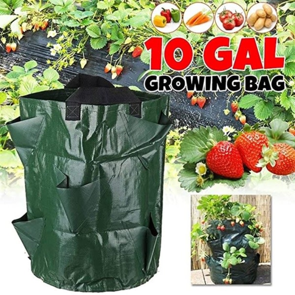 2-pak voksepose voksepose vækstboks mørkegrøn mørkegrøn 10 gallon 35*45 cm (8 åpninger)