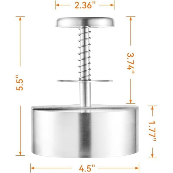 304 rustfritt stål hamburgerpanne - 11,5 cm (4,5 tommer) pattyform, tåler oppvaskmaskin