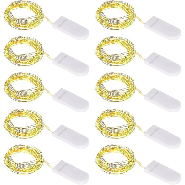 10 st LED Ljusslinga Batteri, Ljusslinga Liten Med Batteri, 1m 10 Micro