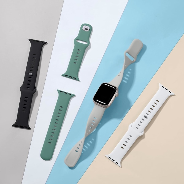 Oielai 4-pack-rem kompatibel med Apple Watch rem 41 mm 40 mm 38 mm för kvinnor män, ersättningsmjuka sportremmar för Apple Watch