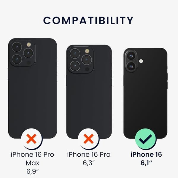 Fodral kompatibelt med Apple iPhone 16 - Mjukt TPU Silikonskyddsfodral - Svart