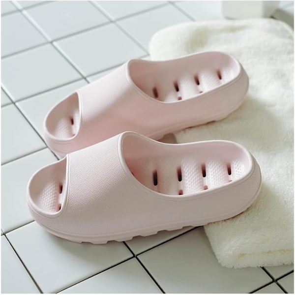 Strand- och poolskor halkfria duschslippers 4,5 cm tjock EVA-sula med dräneringshål inomhus husslippers mjuka （ROSA) 37/38 EU