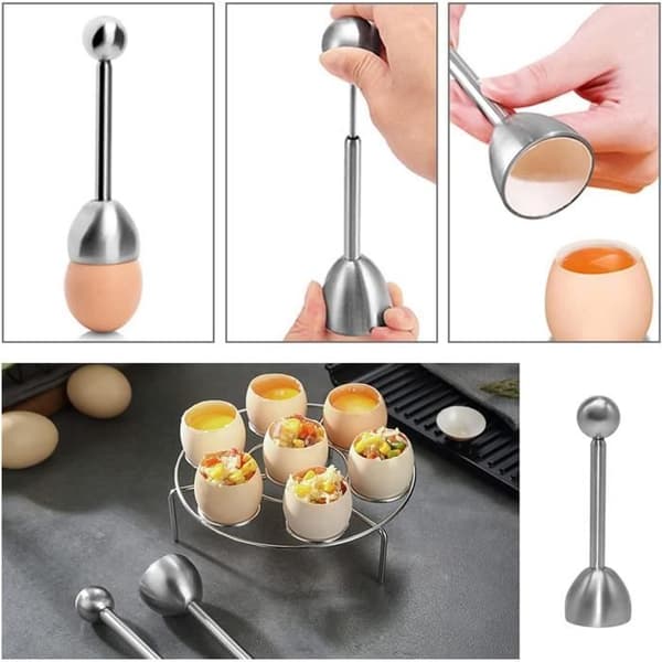 Äggkopp - 6 st vita äggkoppar - Äggöppnare ingår - Kreativ design - För vuxna