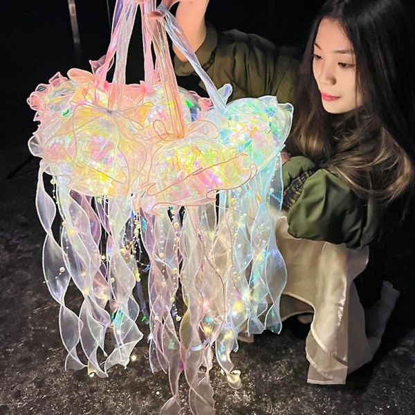 Jellyfish Lampe, Bærbar Blomsterlampe, Jellyfish Lanterne, Flimmer Rum Atmosfære Dekorationslampe, Soveværelse Nattelys Purple