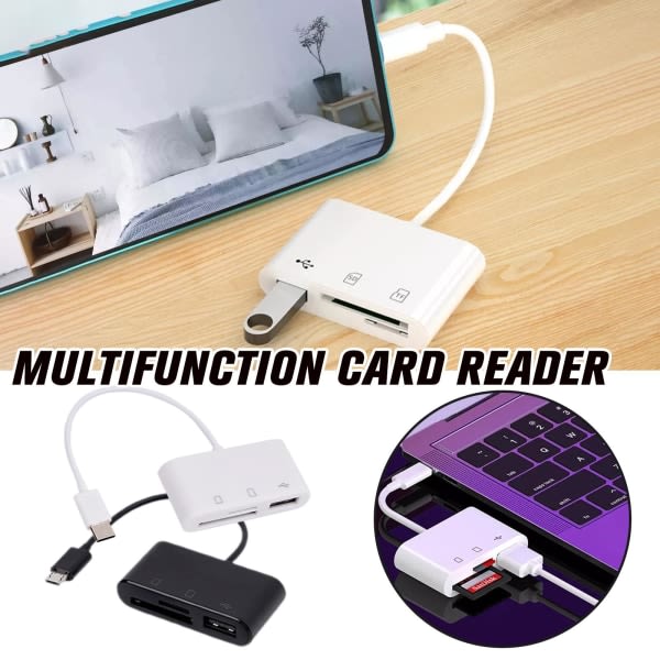 USB C 3-i-1 Hub-konverter Type C-adapter SD-kortlæser til Mac Micro One-size
