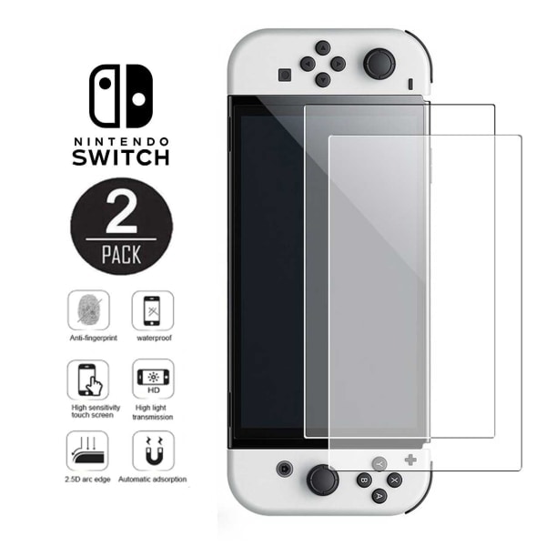 2-pack Nintendo Switch OLED Full Screen Protector i härdat glas transparent