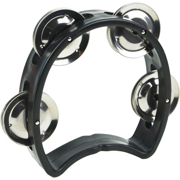 A-Star Lille Halvmåne Plastik Cutaway Design Tamburin, 4 Enkelt Metal Jingle Bells - Sort