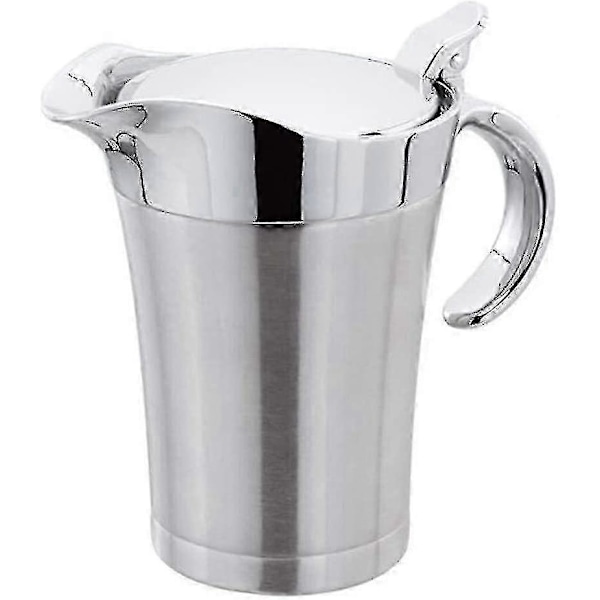 Dobbeltisoleret sovsekande med hængslet låg, ideel sovsbåd i rustfrit stål (750 ml)