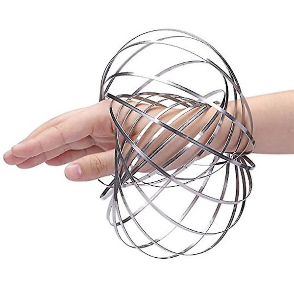 3d Magic Toy Arm Slinky Toroflux Flippy Flux Flow Rings Spinner Dynamisk Armband, Silver