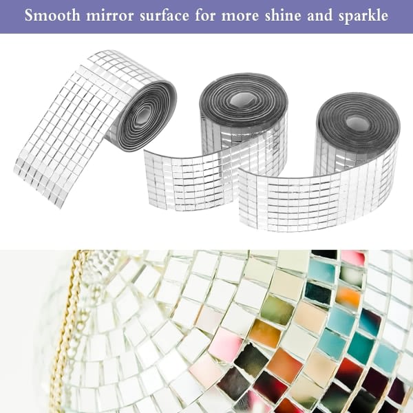 (100 x 4 cm, 3 ruller) Glassspeilmosaikkfliser, Mini Square M