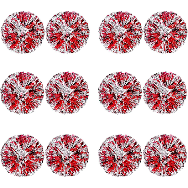 12 kpl Kannustuspalloja Lapsille, Metallifolio & Muovikehys Kannustuspalloja Pojille Large Red Silver