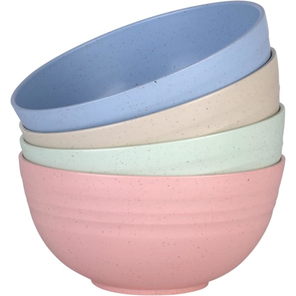 Lättviktiga Plastskålar Set Okrossbara Maträtter Skålset Giftfria Diskmaskin & Mikrovågsugnssäker BPA-fria och Hälsosamma (770 ml 4-pack)