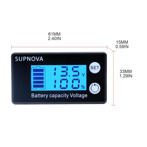 12V DC7-68V Batterimåler Batterikapasitet Spenningsmonitor Målerindikator
